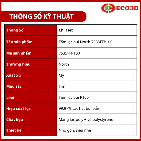 Tấm lọc bụi North 7535FFP100